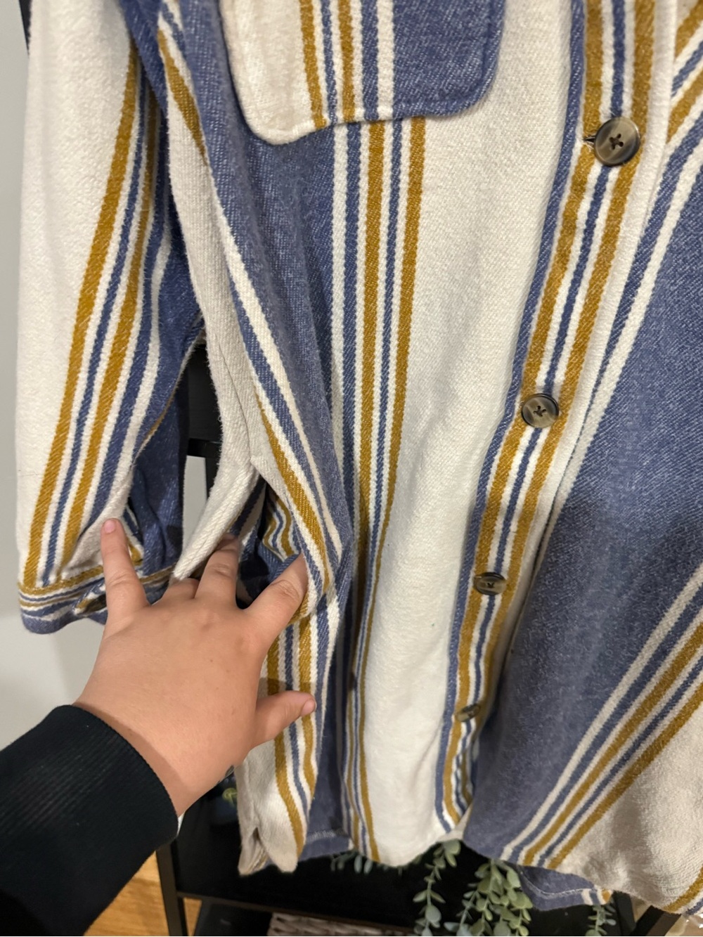 Aerie Oversized Striped Shirt Jacket | Blue & Cream | Size Medium | Shacket - Picture 8 of 12